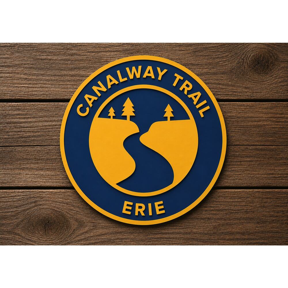 New York State Canalway Trail Erie Sign Kayak Canoe Boat Fish Swim Canal